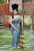 Maheshwari Silk Saree - Hand Block Blue Booti